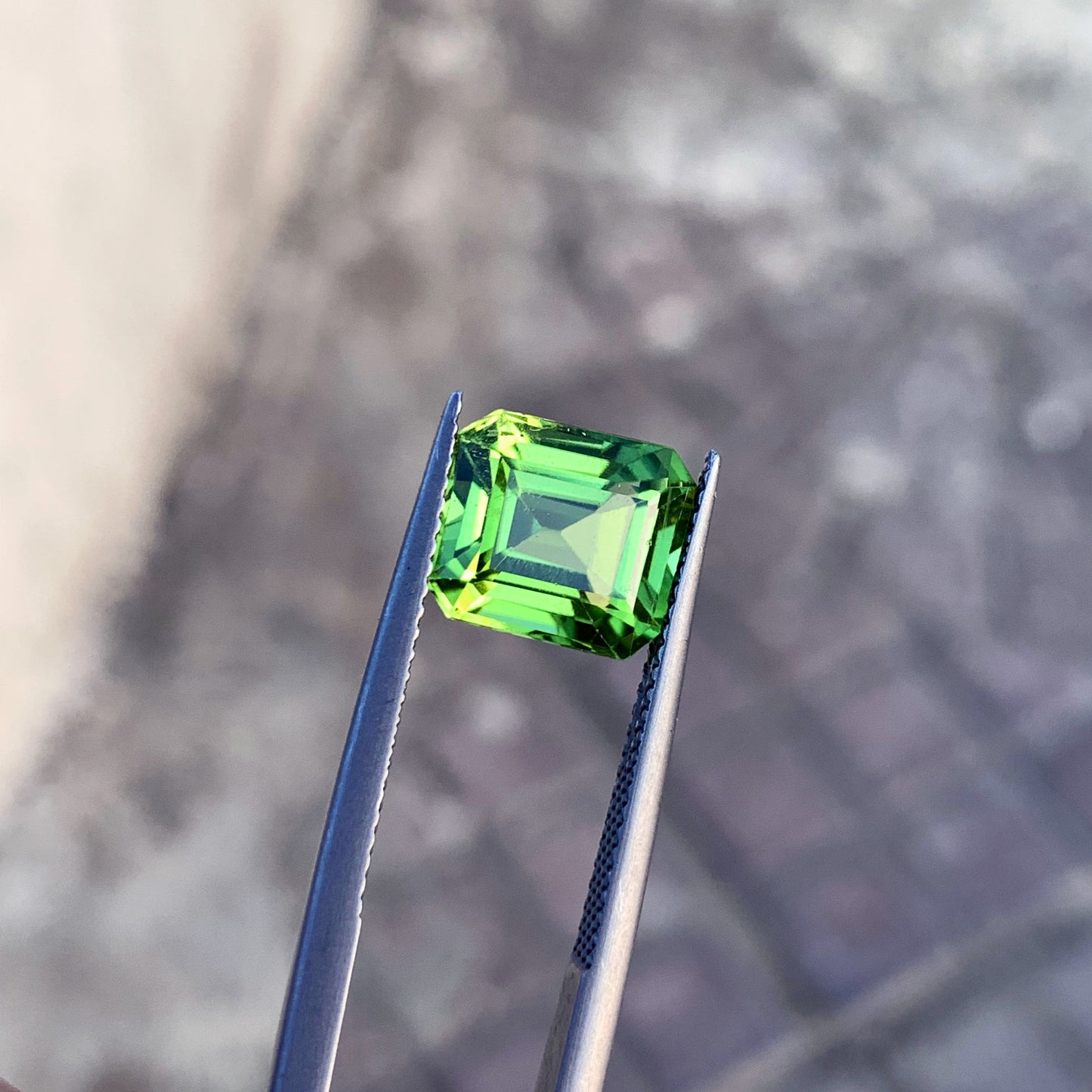 Asscher Cut Peridot Gemstone, Burma Peridot Loose Stone For Ring, 4.40 CT