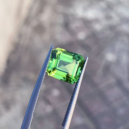 Asscher Cut Peridot Gemstone, Burma Peridot Loose Stone For Ring, 4.40 CT