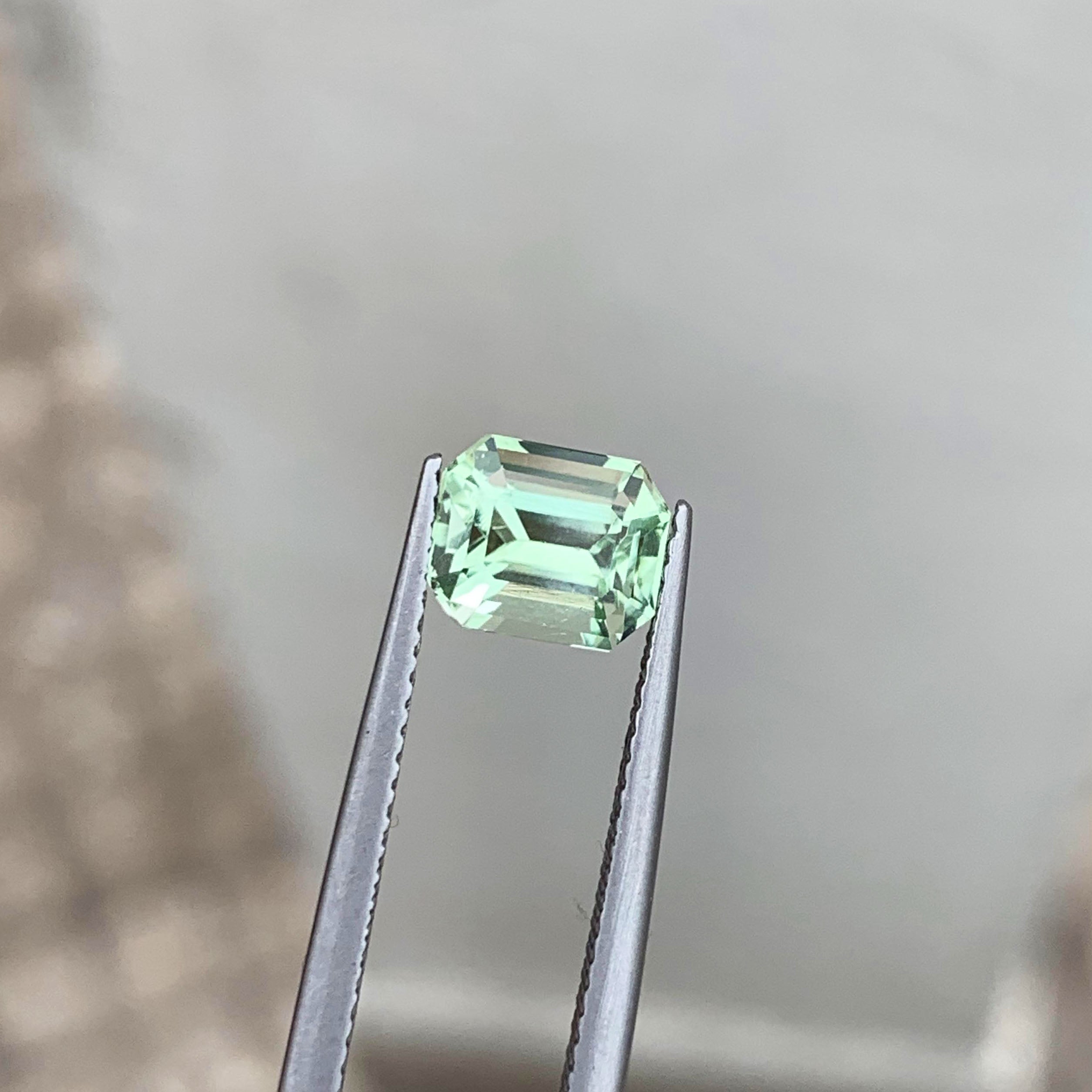 Light Green Tourmaline Gemstone, Emerald Cut Tourmaline Ring Stone, 1.70 CT
