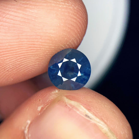 Deep Blue Sapphire Gemstone For Ring, Parti Sapphire Loose Stone, Round Sapphire Stone, Bi Color Sapphire, 2.20 CT