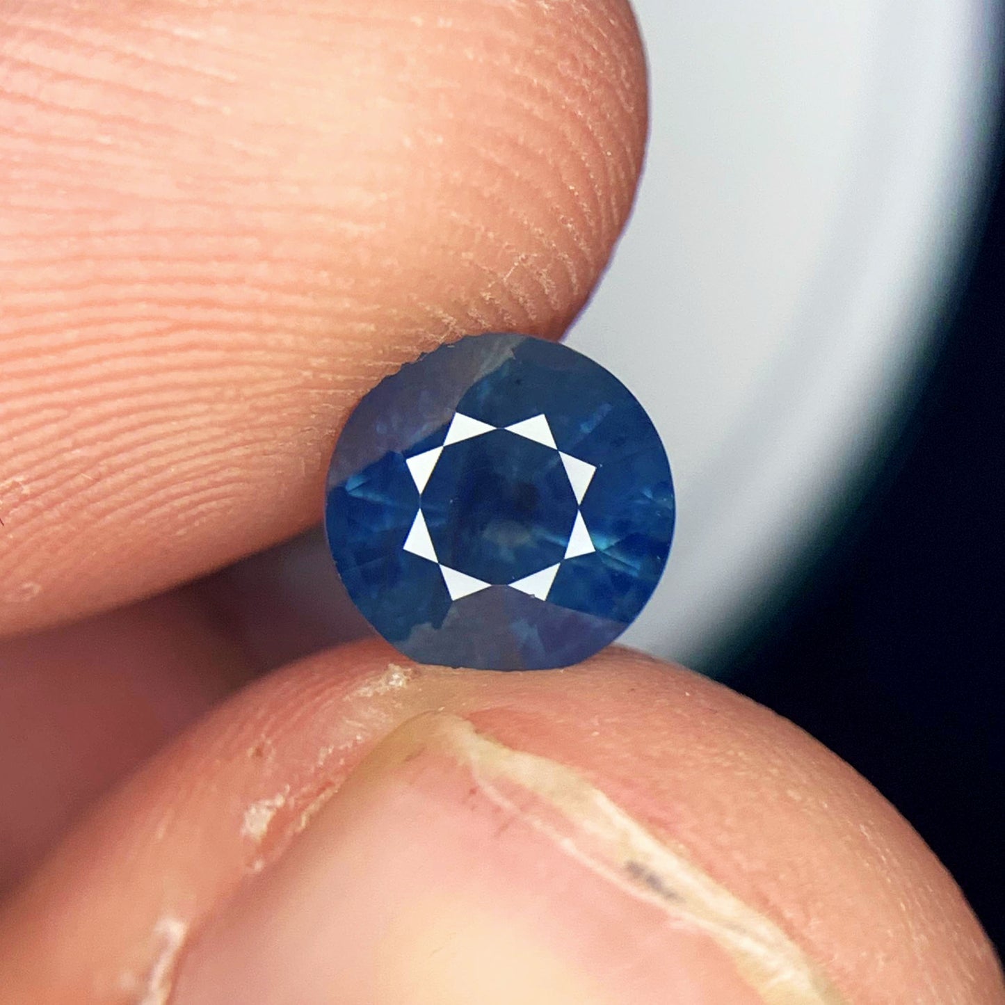 Deep Blue Sapphire Gemstone For Ring, Parti Sapphire Loose Stone, Round Sapphire Stone, Bi Color Sapphire, 2.20 CT