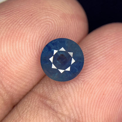 Deep Blue Sapphire Gemstone For Ring, Parti Sapphire Loose Stone, Round Sapphire Stone, Bi Color Sapphire, 2.20 CT
