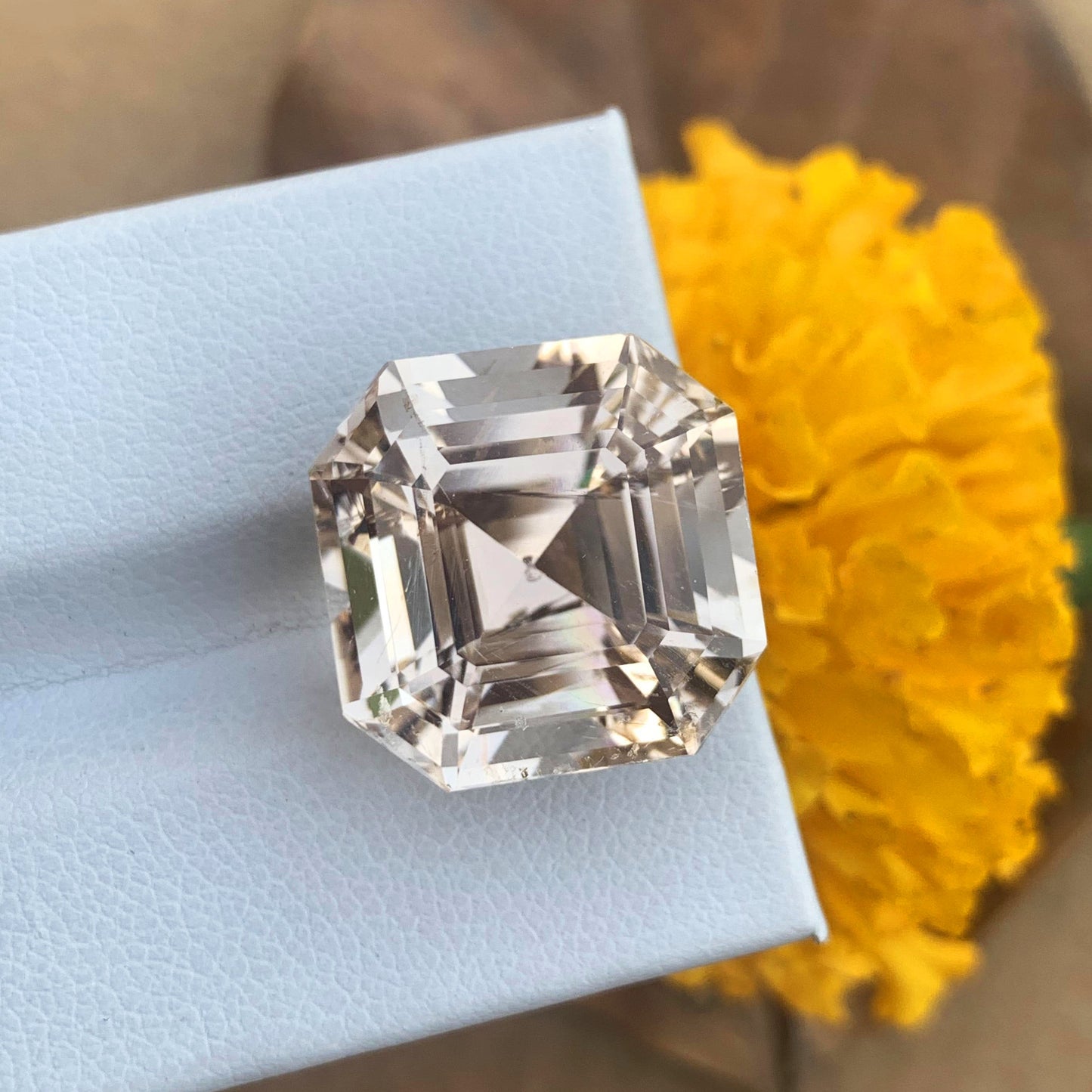 Yellow Topaz Gemstone For Jewelry, Ascher Cut Topaz Stone, 25.60 CT