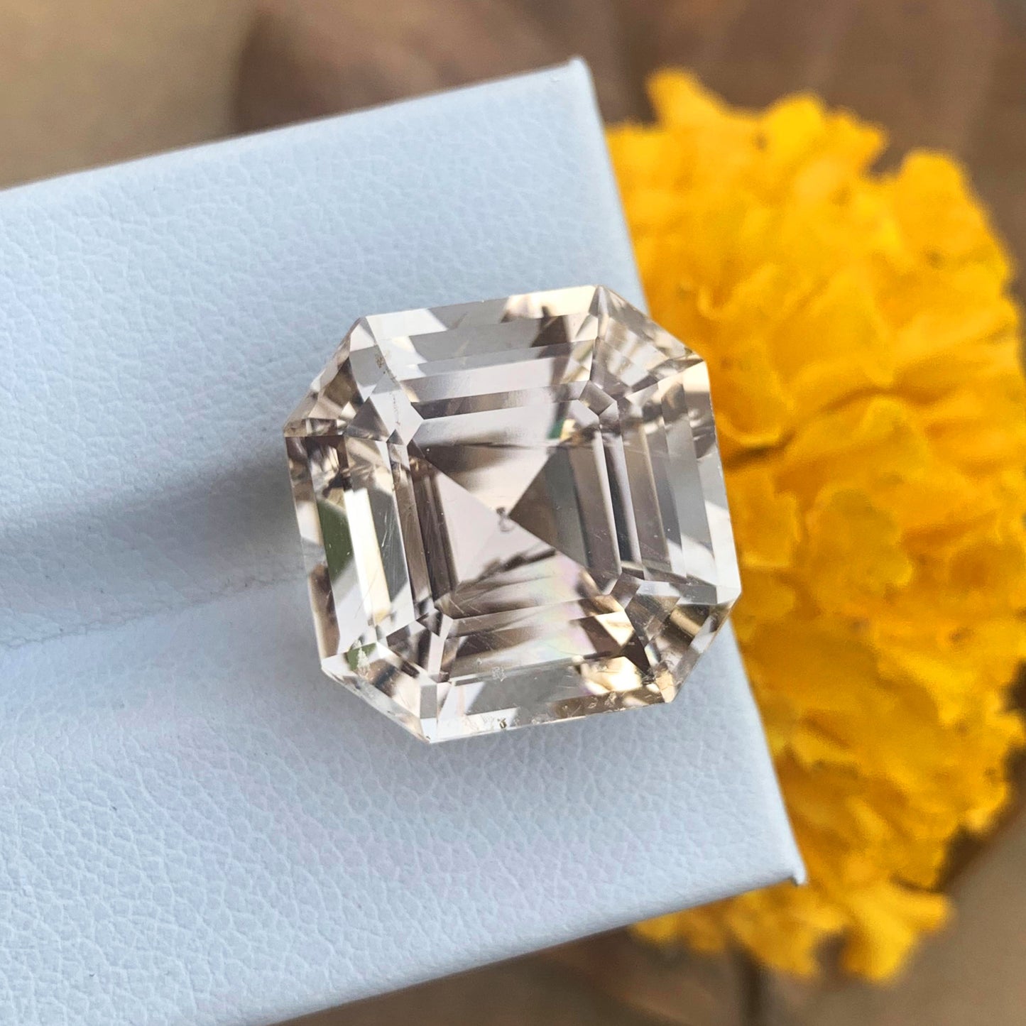 Yellow Topaz Gemstone For Jewelry, Ascher Cut Topaz Stone, 25.60 CT