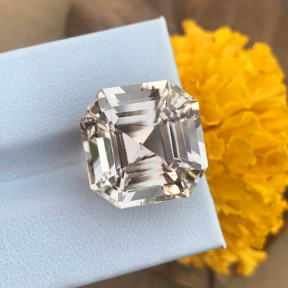 Yellow Topaz Gemstone For Jewelry, Ascher Cut Topaz Stone, 25.60 CT