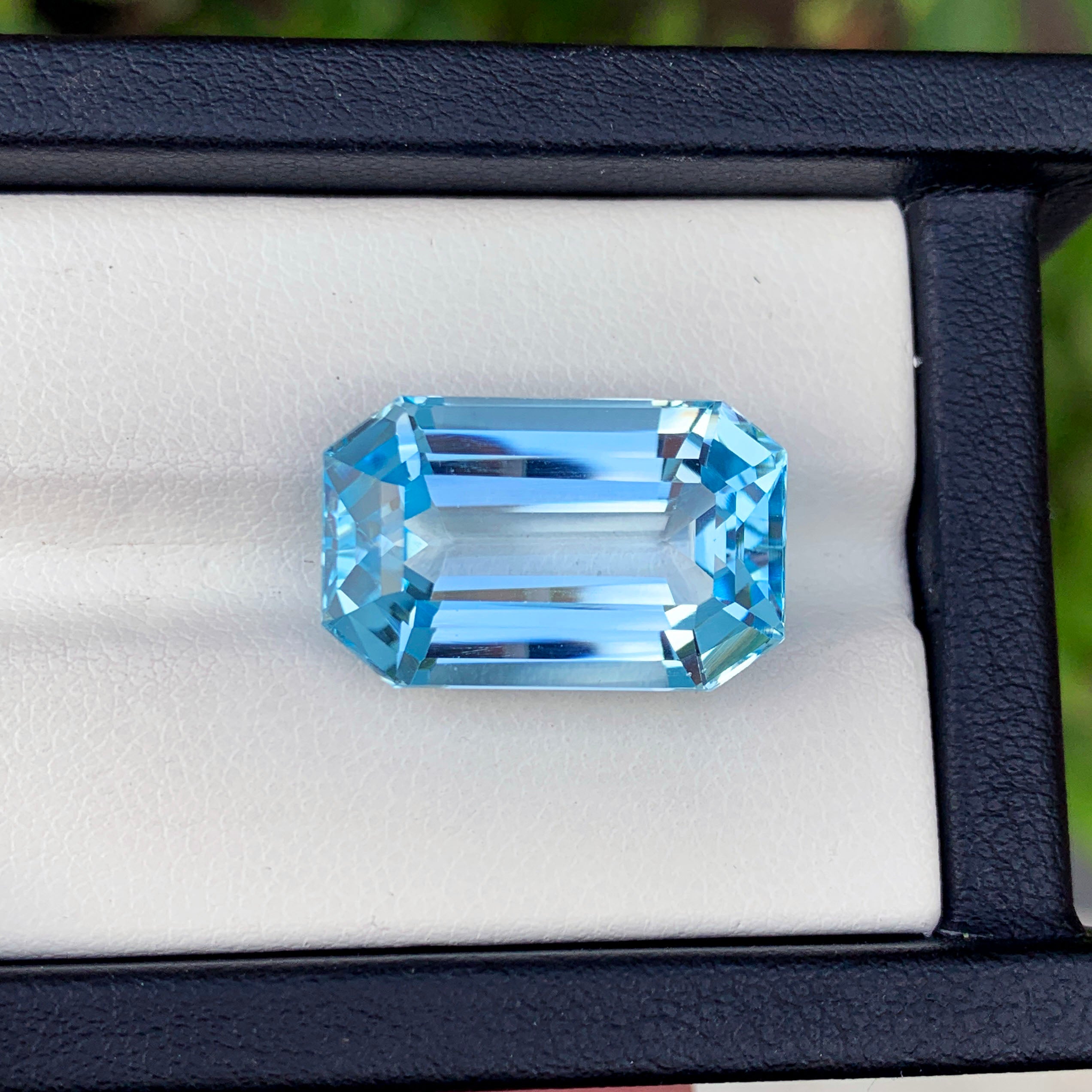 Swiss Blue Topaz Gemstone For Necklace, Emerald Cut Topaz Stone, Flawless Topaz Loose Gemstone, 24.25 ct