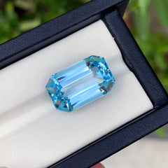 Swiss Blue Topaz Gemstone For Necklace, Emerald Cut Topaz Stone, Flawless Topaz Loose Gemstone, 24.25 ct