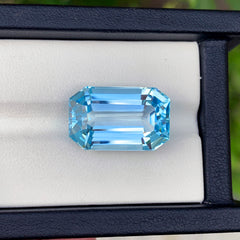 Swiss Blue Topaz Gemstone For Necklace, Emerald Cut Topaz Stone, Flawless Topaz Loose Gemstone, 24.25 ct