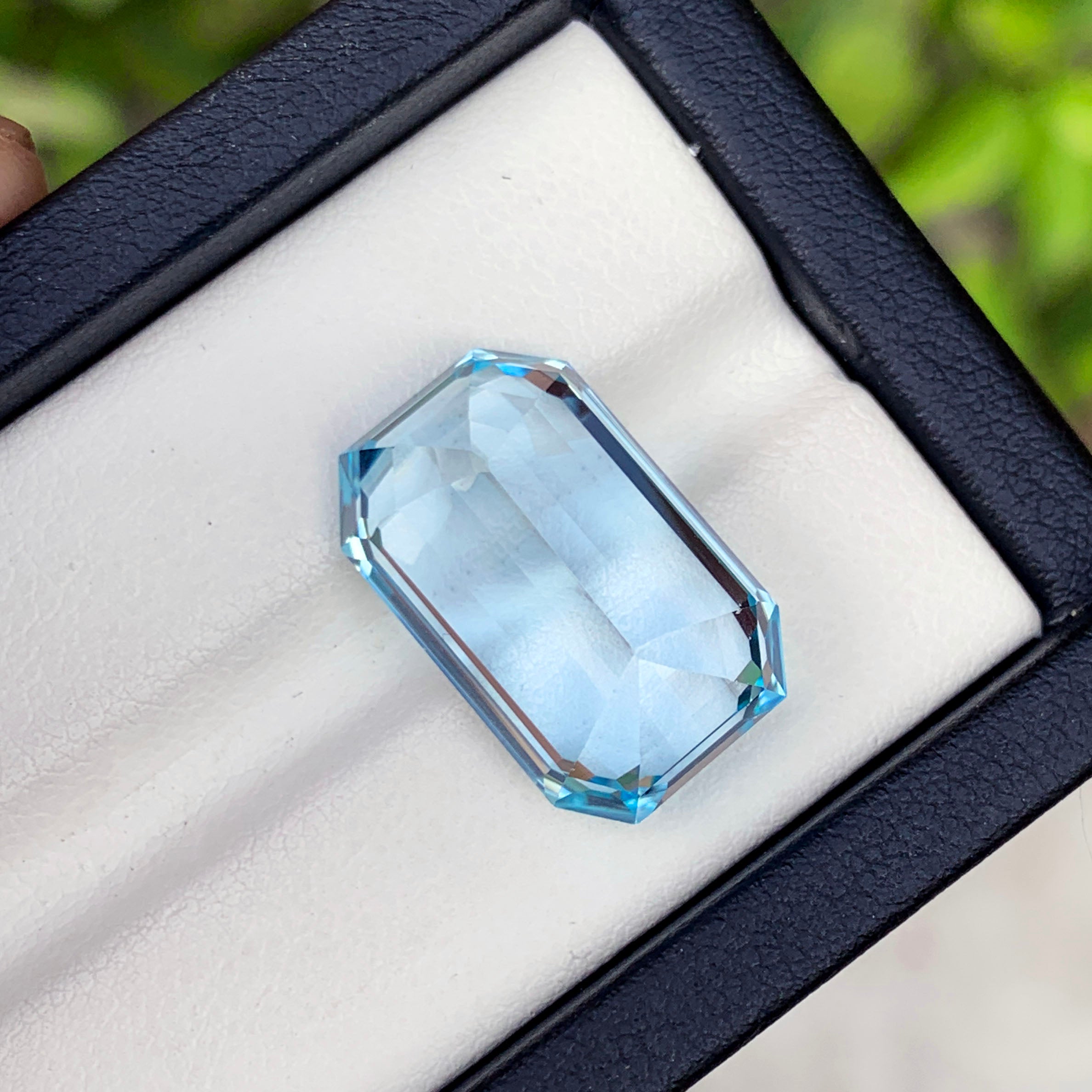 Swiss Blue Topaz Gemstone For Necklace, Emerald Cut Topaz Stone, Flawless Topaz Loose Gemstone, 24.25 ct