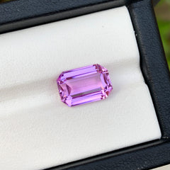 Lilac Kunzite Ring Stone, Flawless Kunzite Loose Gemstone, Emerald Cut Kunzite Gemstone, Deep Pink Kunzite Stone, 6.15 CT