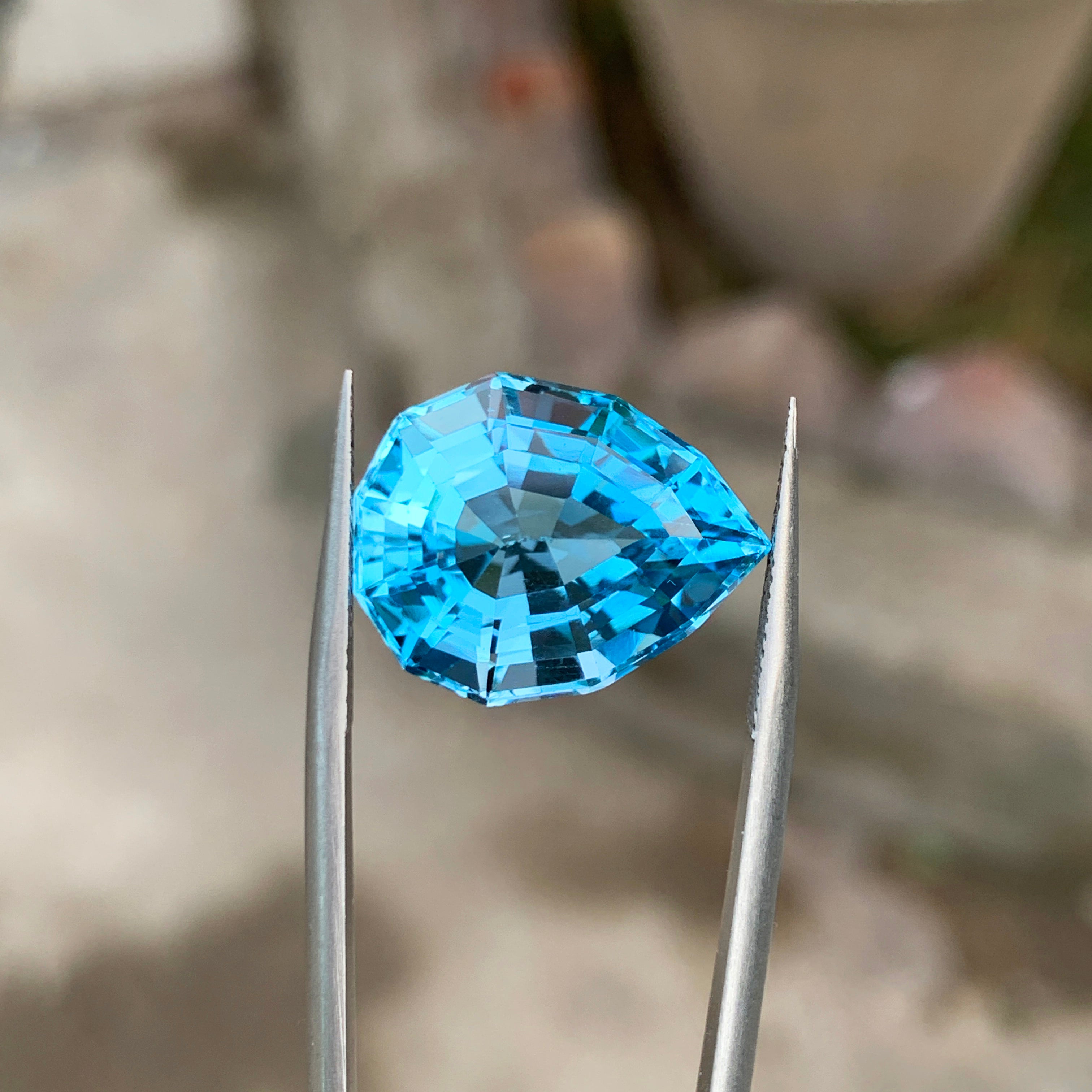 Swiss Blue Topaz Gemstone For Jewelry, Flawless Topaz Loose Gemstone, Pear Shape Topaz Jewelry Stone, 19.35 CT