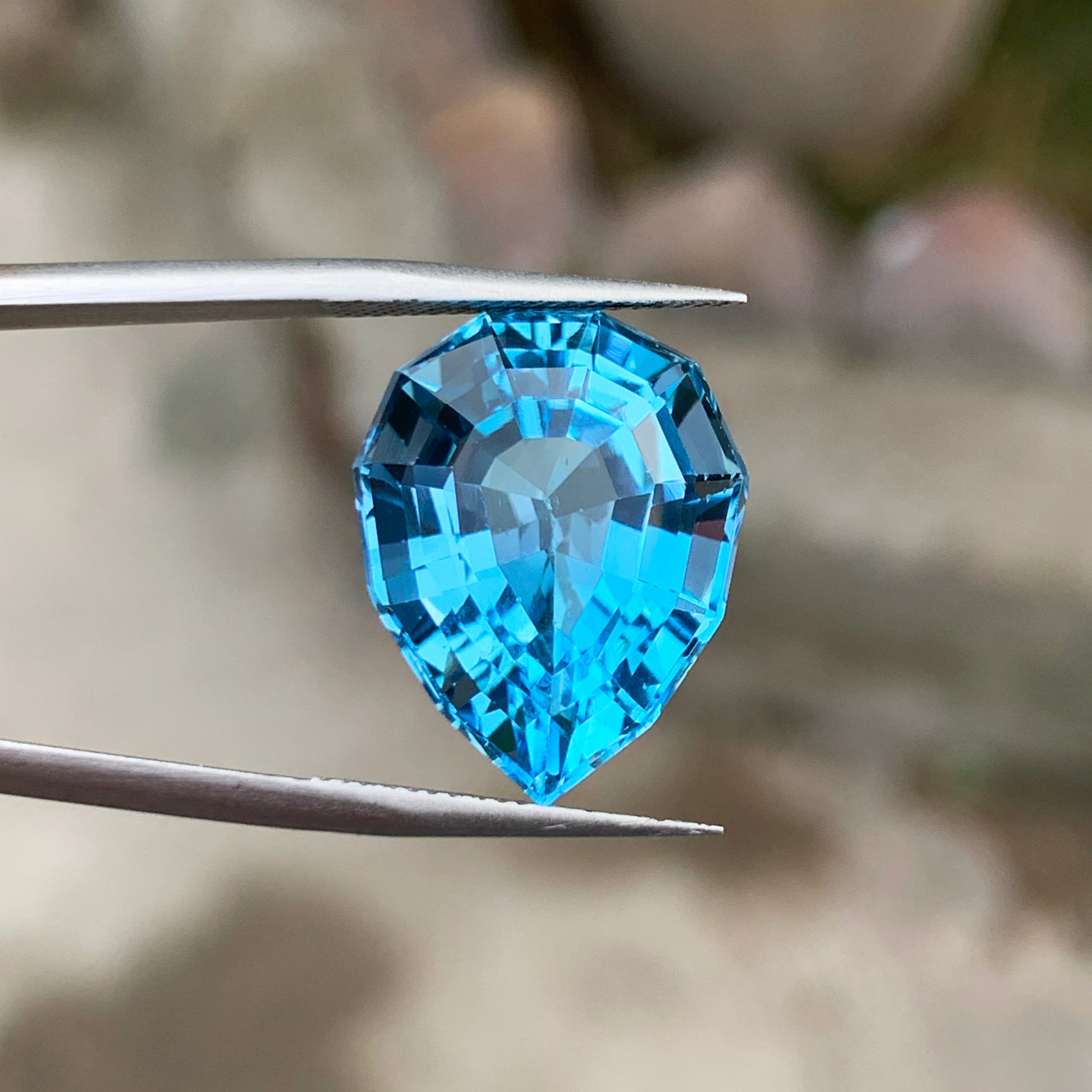 Swiss Blue Topaz Gemstone For Jewelry, Flawless Topaz Loose Gemstone, Pear Shape Topaz Jewelry Stone, 19.35 CT