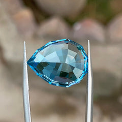 Swiss Blue Topaz Gemstone For Jewelry, Flawless Topaz Loose Gemstone, Pear Shape Topaz Jewelry Stone, 19.35 CT