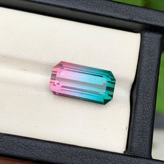 Tri Color Tourmaline Loose Gemstone, Natural Tourmaline Gemstone For Ring, Emerald Cut Tourmaline Ring Stone, 11.5 CT