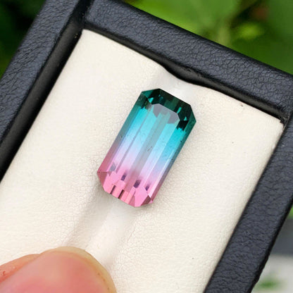 Tri Color Tourmaline Loose Gemstone, Natural Tourmaline Gemstone For Ring, Emerald Cut Tourmaline Ring Stone, 11.5 CT