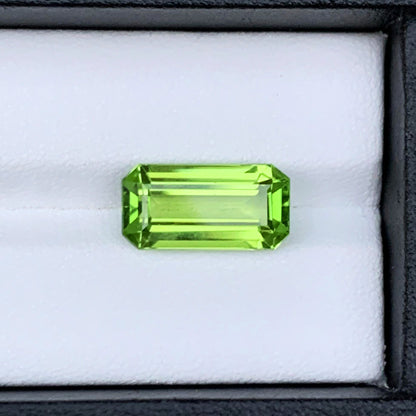 Apple Green Peridot Stone For Jewelry Making, Emerald Cut Peridot Gemstone