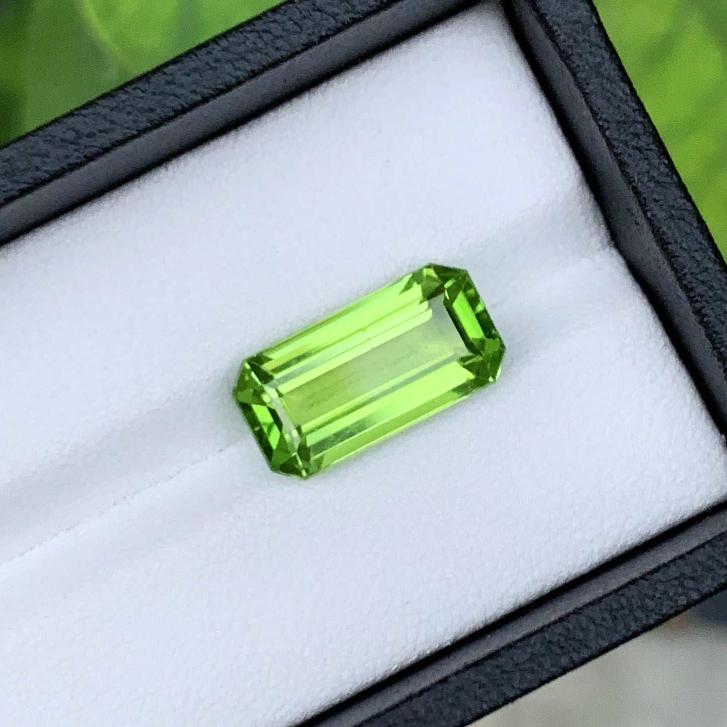 Apple Green Peridot Stone For Jewelry Making, Emerald Cut Peridot Gemstone
