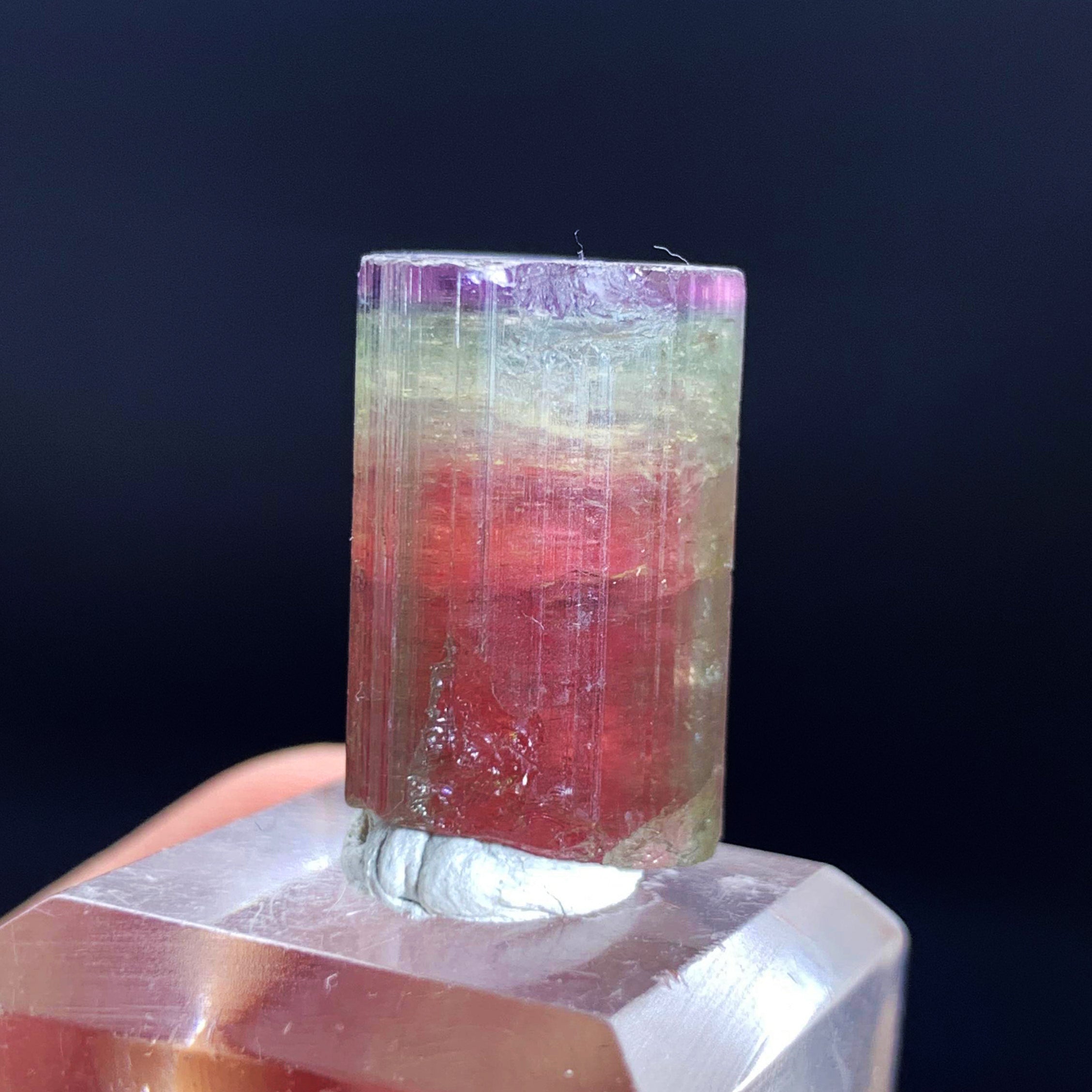 Blue Cap Tourmaline Crystal, Watermelon Crystal, Raw Tourmaline Pendant, Natural Crystal