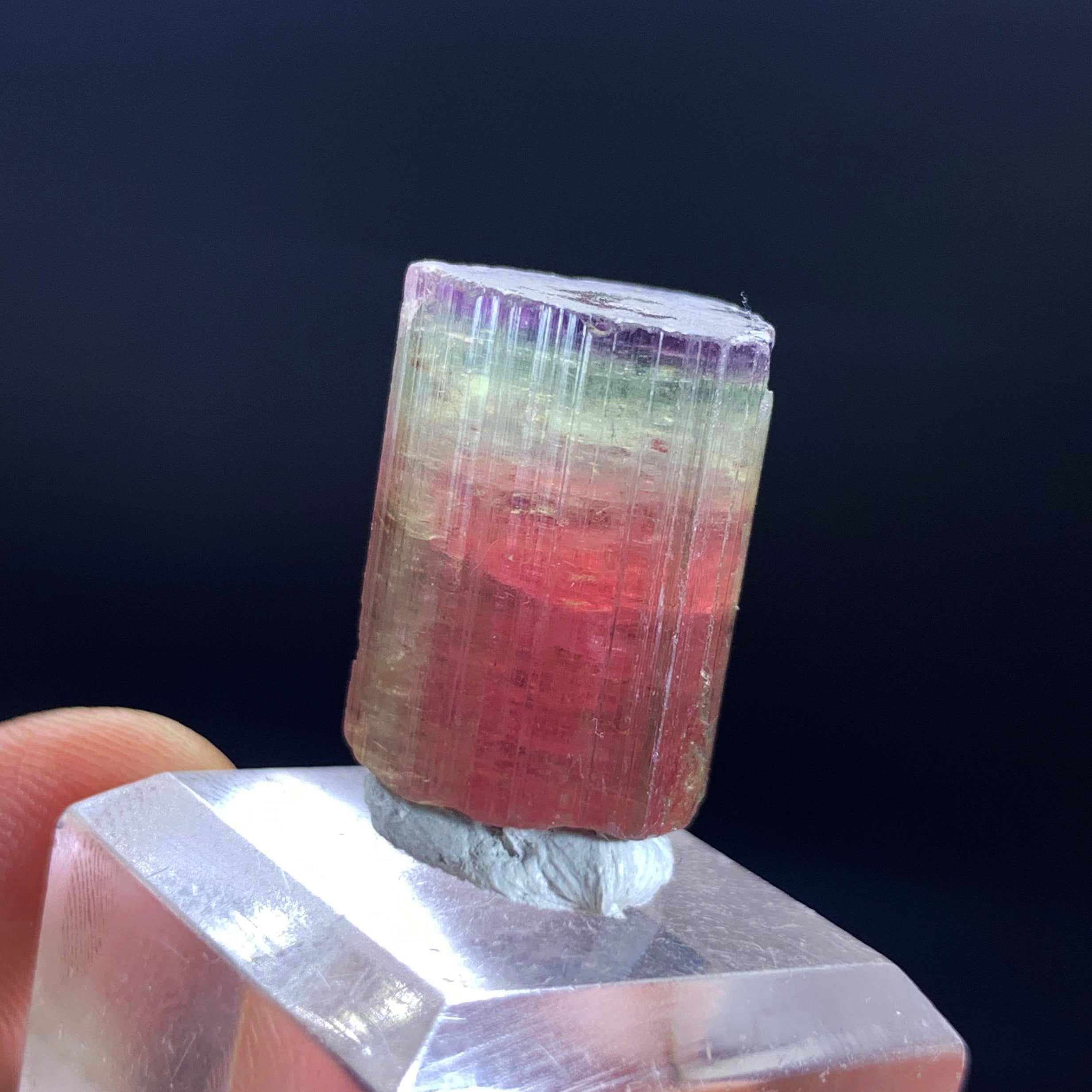 Blue Cap Tourmaline Crystal, Watermelon Crystal, Raw Tourmaline Pendant, Natural Crystal