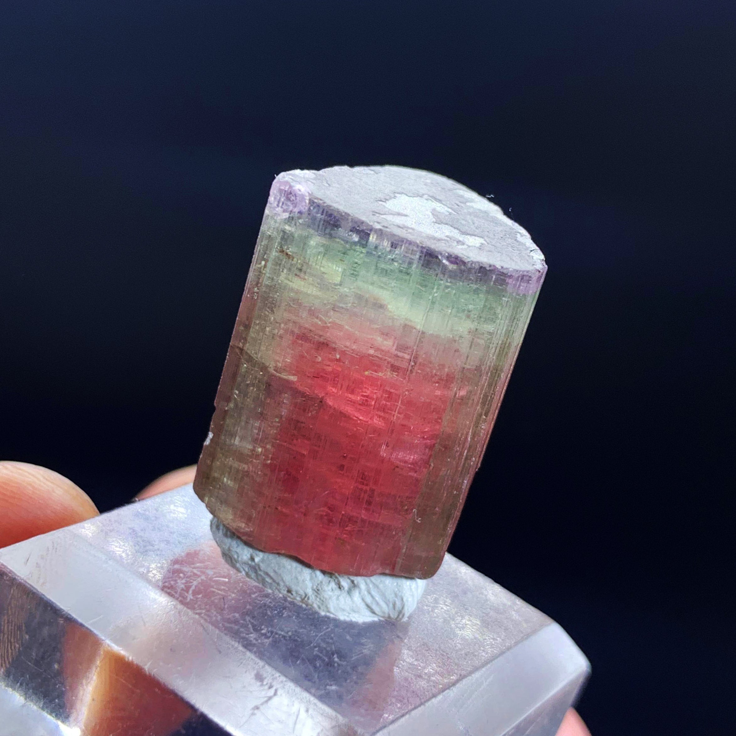 Blue Cap Tourmaline Crystal, Watermelon Crystal, Raw Tourmaline Pendant, Natural Crystal