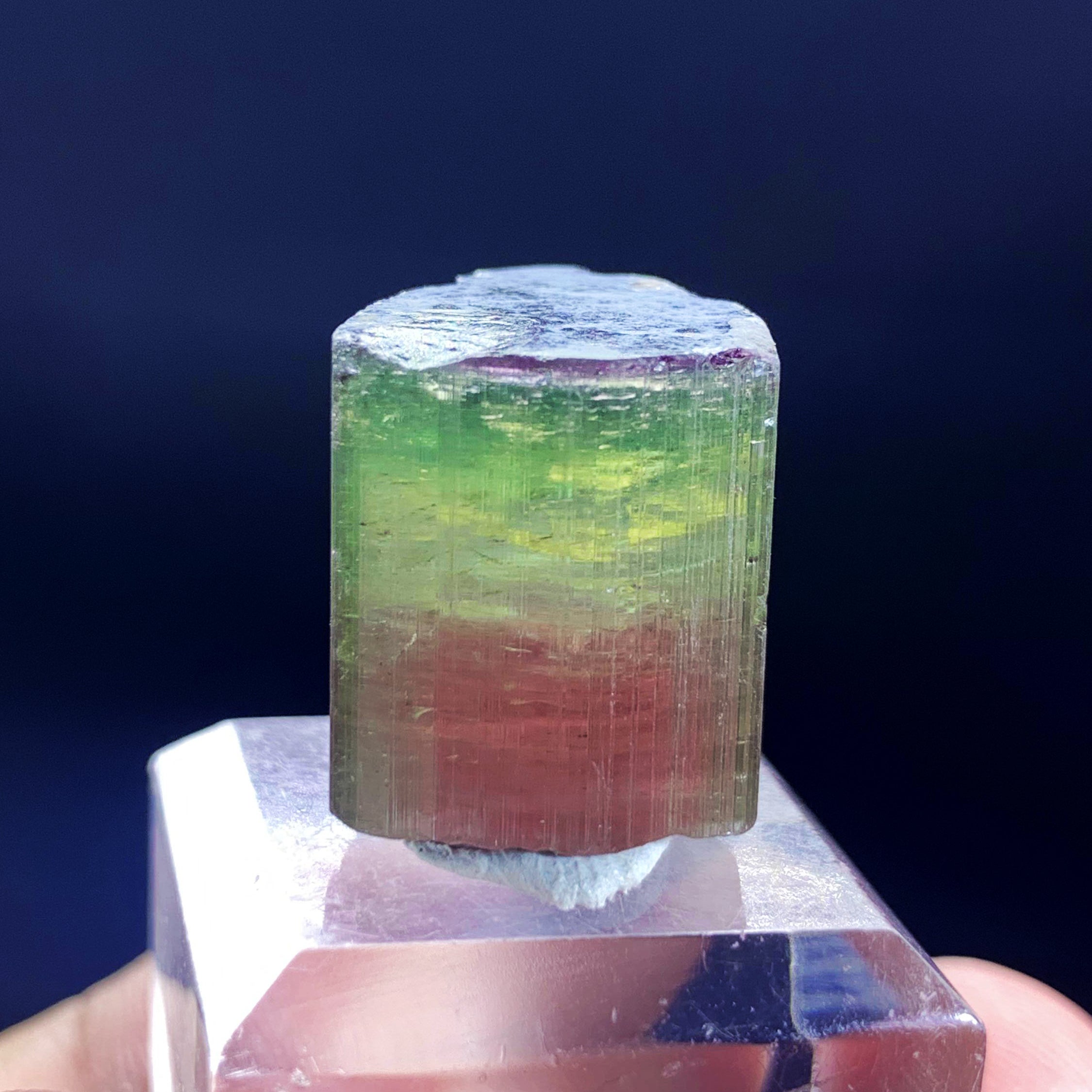 Watermelon Tourmaline Crystal, Raw Tourmaline Stone, Tri Color Tourmaline, Blue Cap Tourmaline