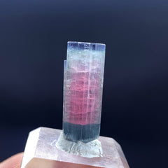 Double Terminated Tourmaline Crystal, Tri Color Tourmaline Pendant Stone, Blue Cap Crystal