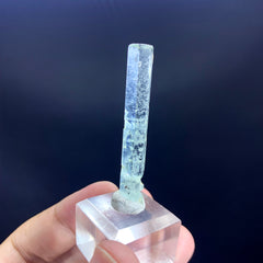 Aqua Blue Aquamarine Crystal, Raw Aquamarine Gemstone, Etched Aquamarine Pendant Stone