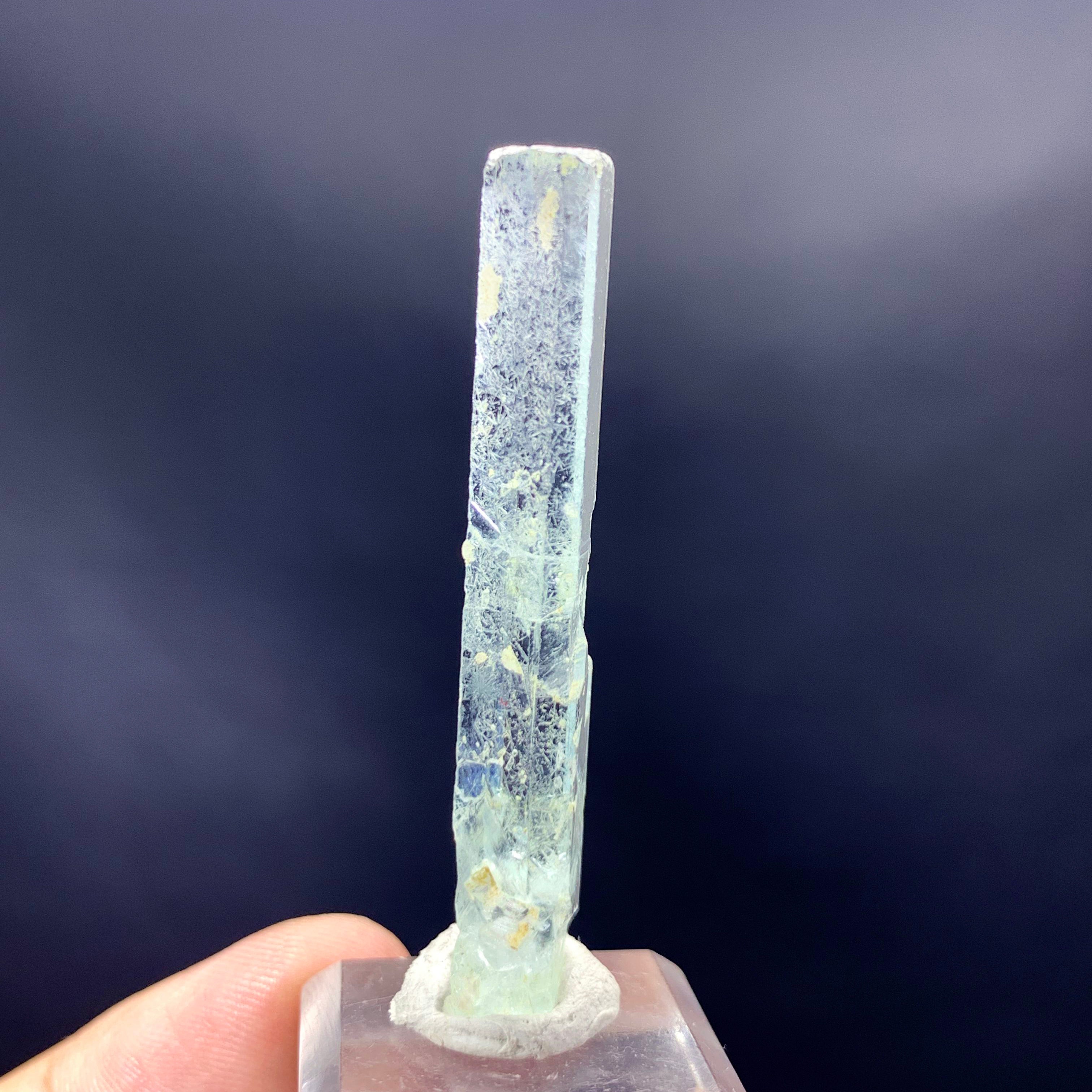 Aqua Blue Aquamarine Crystal, Raw Aquamarine Gemstone, Etched Aquamarine Pendant Stone