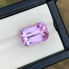 Lilac Kunzite Ring Stone, Emerald Cut Pink Kunzite Gemstone For Jewelry