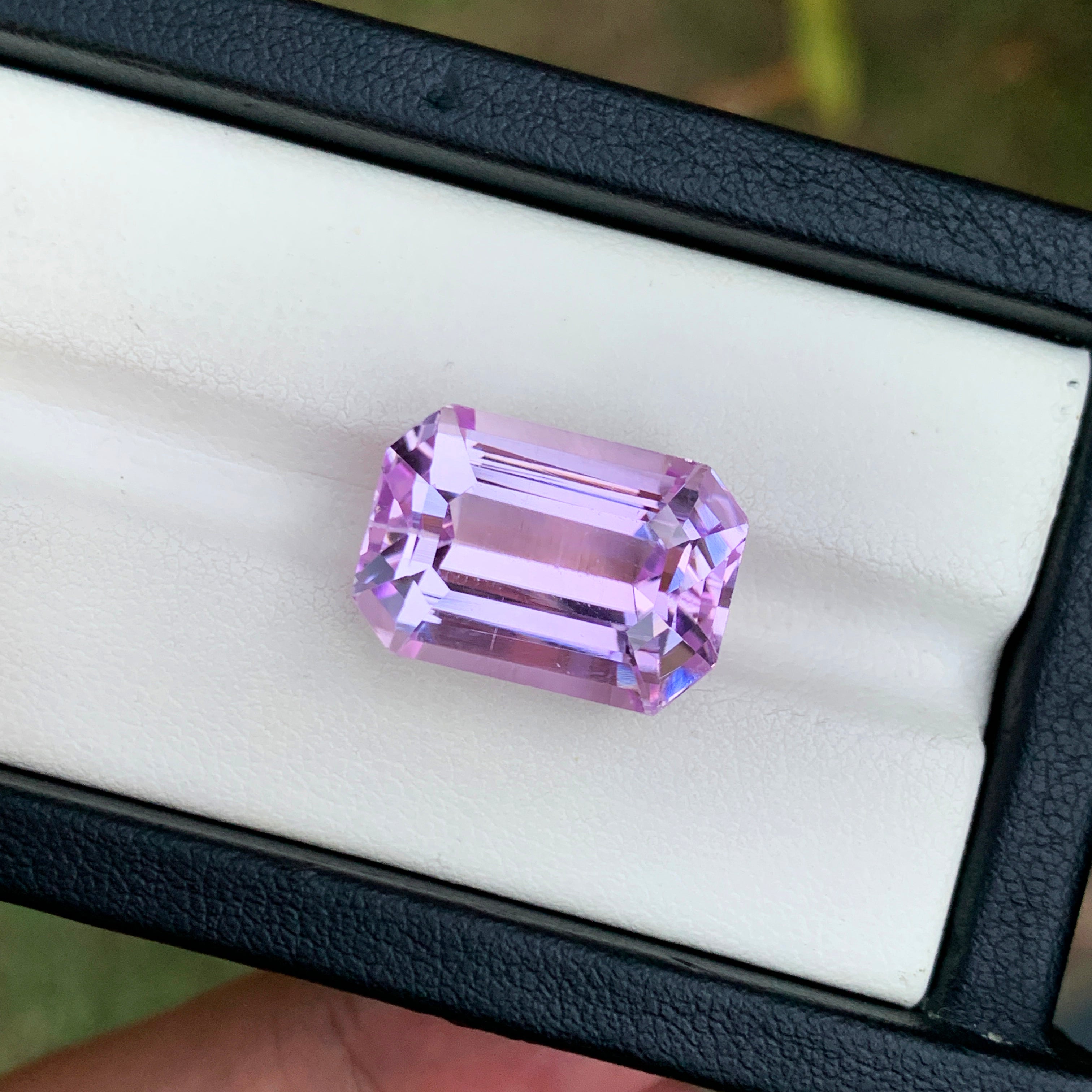 Lilac Kunzite Ring Stone, Emerald Cut Pink Kunzite Gemstone For Jewelry