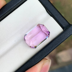 Lilac Kunzite Ring Stone, Emerald Cut Pink Kunzite Gemstone For Jewelry