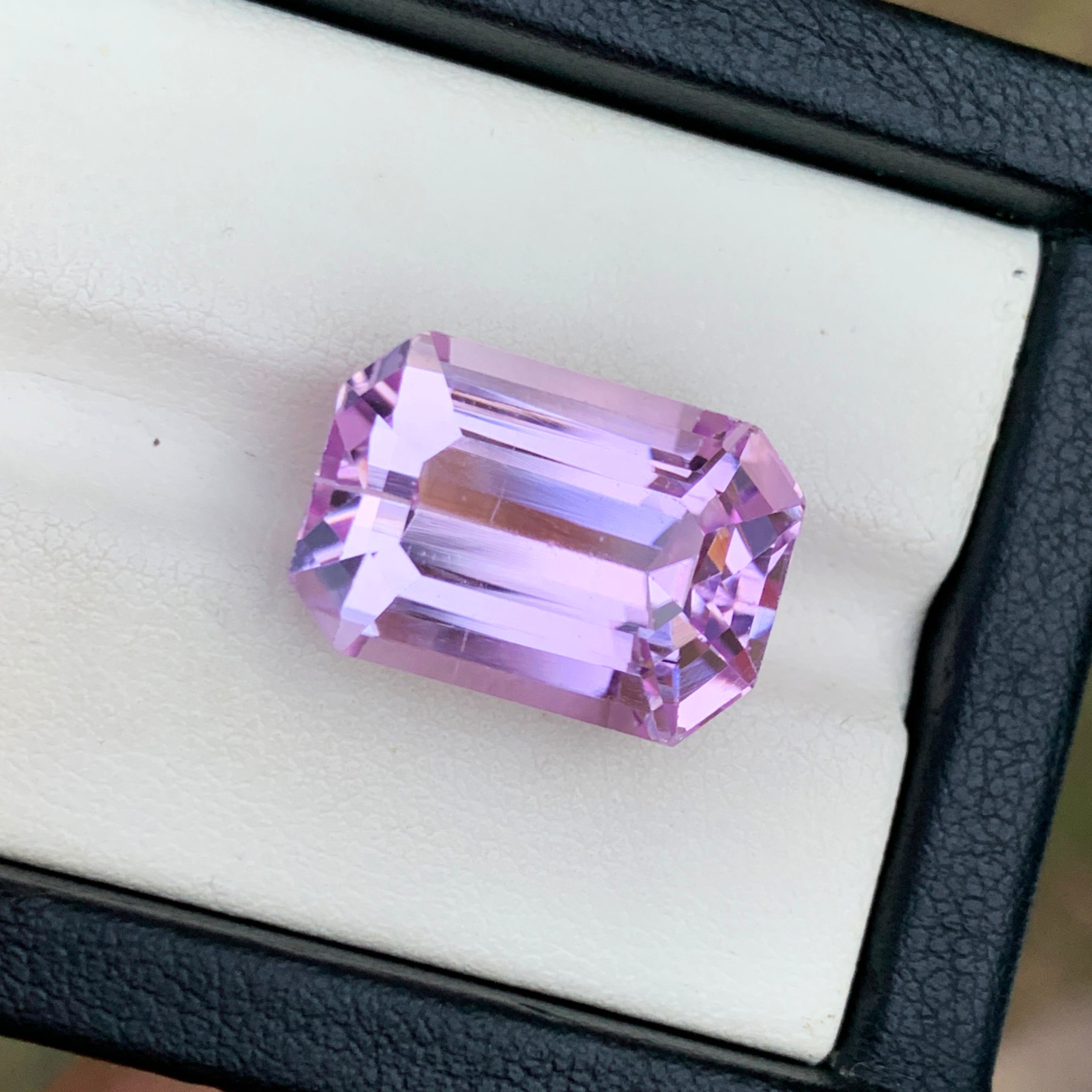 Lilac Kunzite Ring Stone, Emerald Cut Pink Kunzite Gemstone For Jewelry