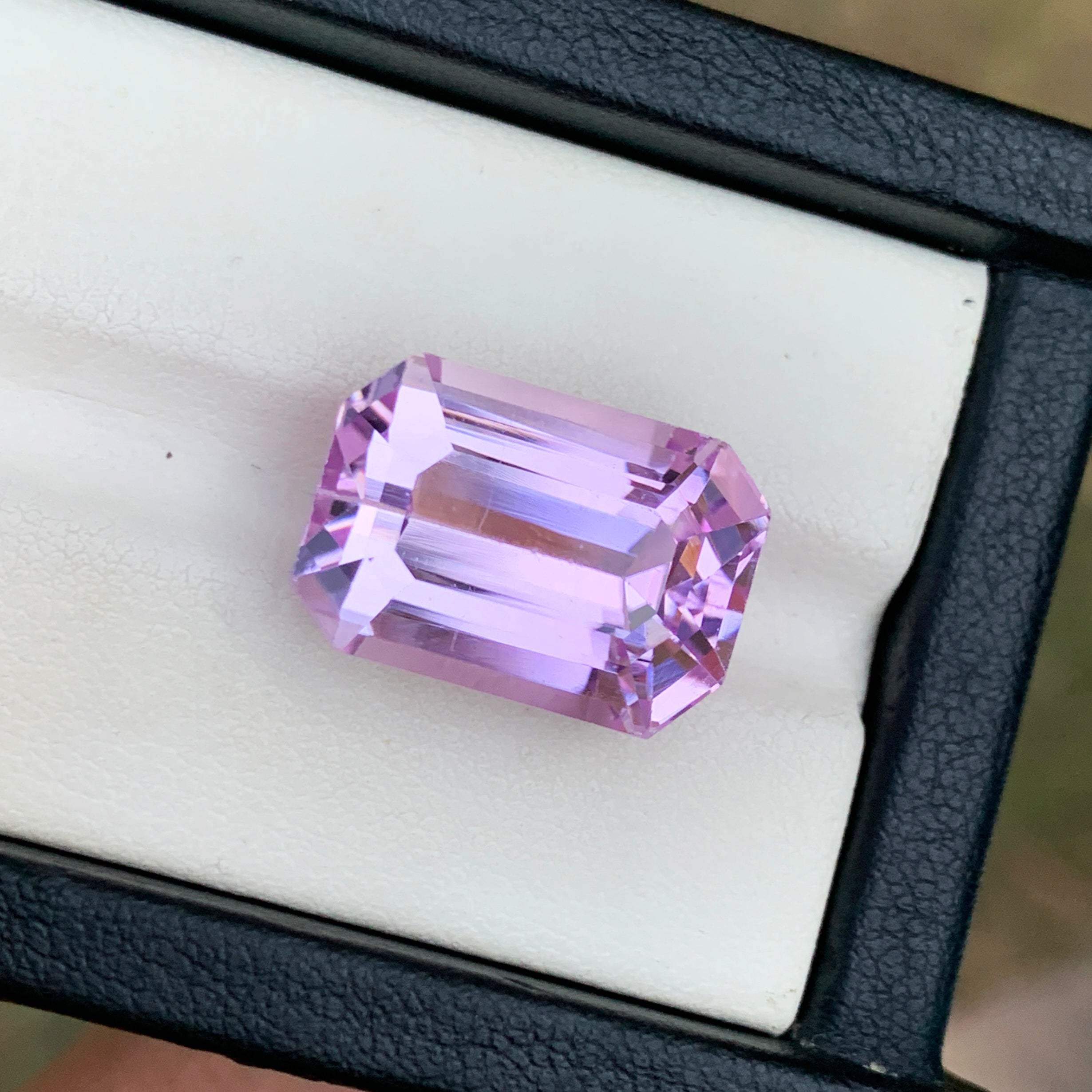 Lilac Kunzite Ring Stone, Emerald Cut Pink Kunzite Gemstone For Jewelry