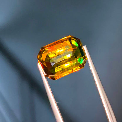 Full Fire Sphene Ring Gemstone, Flawless Sphene Stone, Natural Sphene Loose Gem, Custom Emerald Cut Wedding Ring Stone