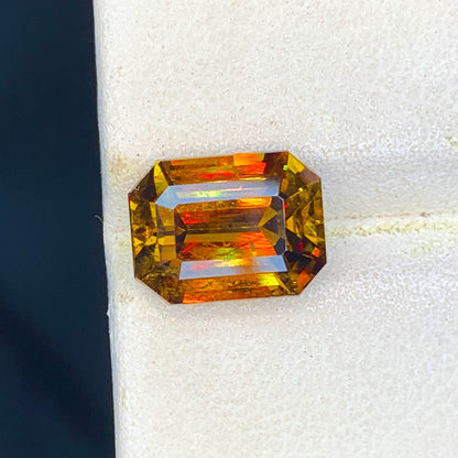 Full Fire Sphene Ring Gemstone, Flawless Sphene Stone, Natural Sphene Loose Gem, Custom Emerald Cut Wedding Ring Stone