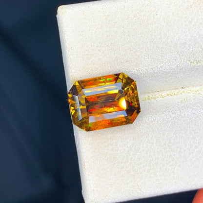 Full Fire Sphene Ring Gemstone, Flawless Sphene Stone, Natural Sphene Loose Gem, Custom Emerald Cut Wedding Ring Stone