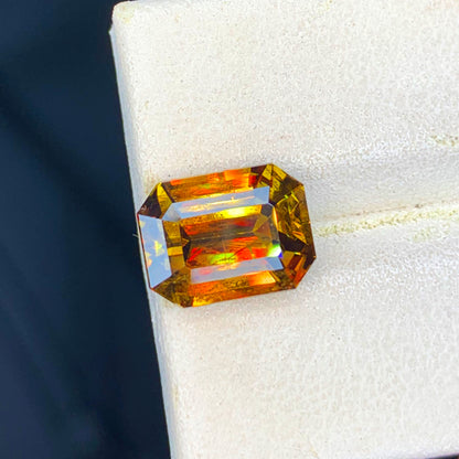 Full Fire Sphene Ring Gemstone, Flawless Sphene Stone, Natural Sphene Loose Gem, Custom Emerald Cut Wedding Ring Stone