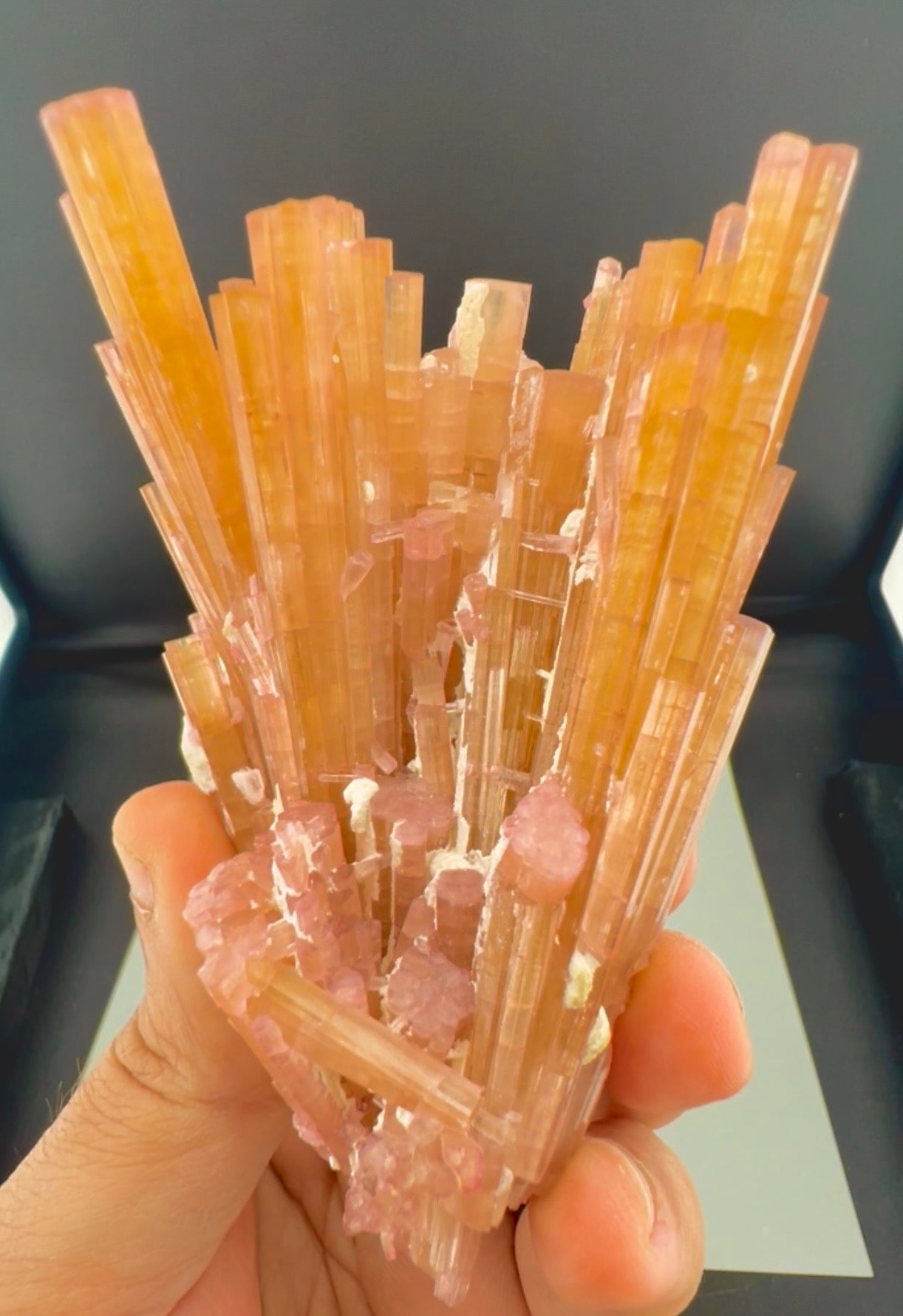 Orange Tourmaline Crystals Cluster , 224 gran