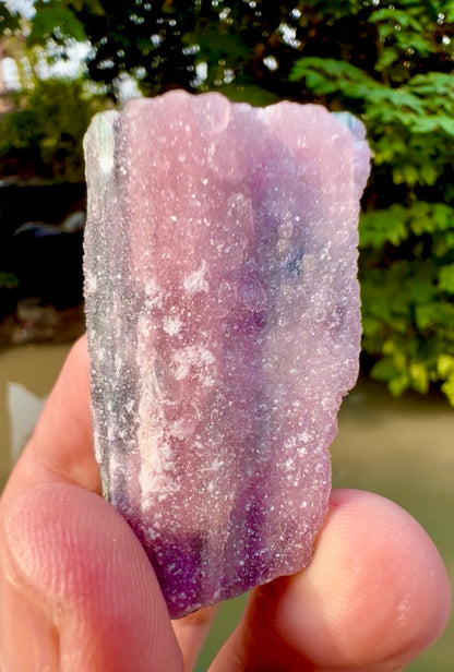 Crystallized Pink Rose Quartz on Cats Eye Tourmaline from Afghanistan - 60 gram