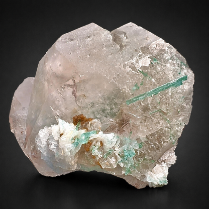 Bicolor Beryl Morganite Aquamarine with Green Tourmaline, Microlite and Albite from Afghanistan, 576 gram