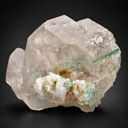 Bicolor Beryl Morganite Aquamarine with Green Tourmaline, Microlite and Albite from Afghanistan, 576 gram