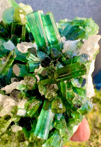 Green Tourmalines with Pink Kunzite from Afghanistan, 291 gram