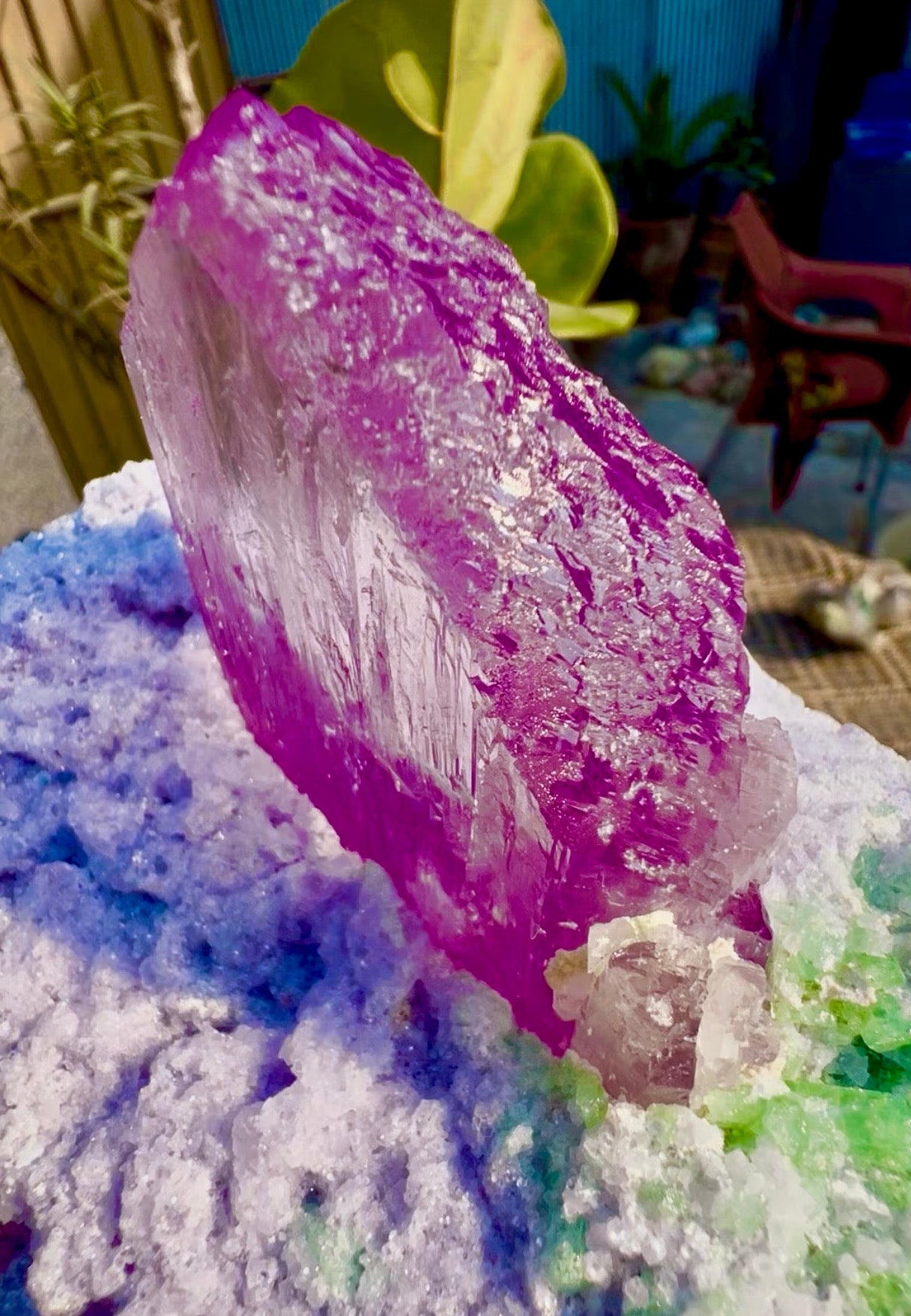 Pink Kunzite with Green Tourmalines on Lepidolite from Afghanistan, 749 gram