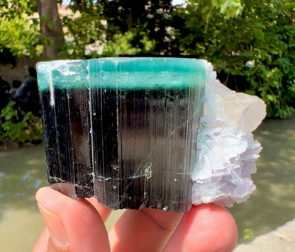 Blue Cap Tourmaline, Pink Lepidolite, Quartz and Albite specimen from Afghanistan, 205 gram
