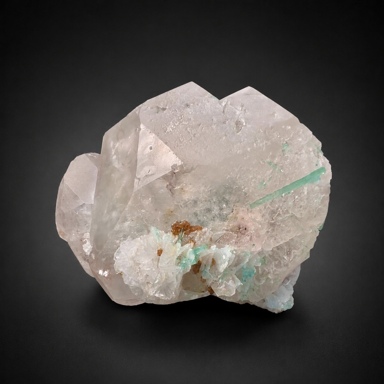 Bicolor Beryl Morganite Aquamarine with Green Tourmaline, Microlite and Albite from Afghanistan, 576 gram