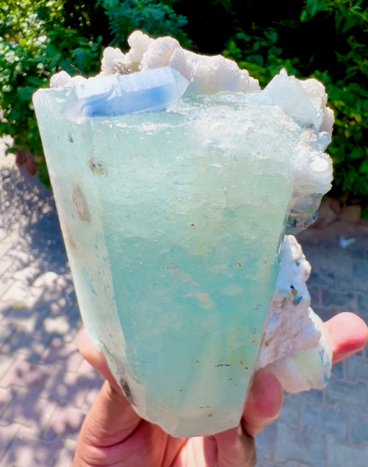 Aquamarine with Blue Indicolite Quartz and Albite from Afghanistan, 1277 gram