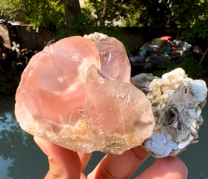 Pink Fluorite on Mica from Pakistan - 401 gram
