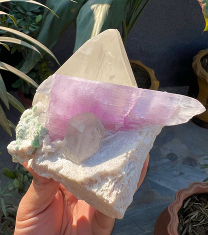 Kunzite with Quartz on matrix from Afghanistan, 740 gram