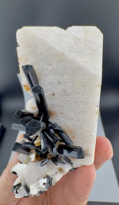 Schorl Tourmaline crystals on Microcline Feldspar from Pakistan, 186 gram