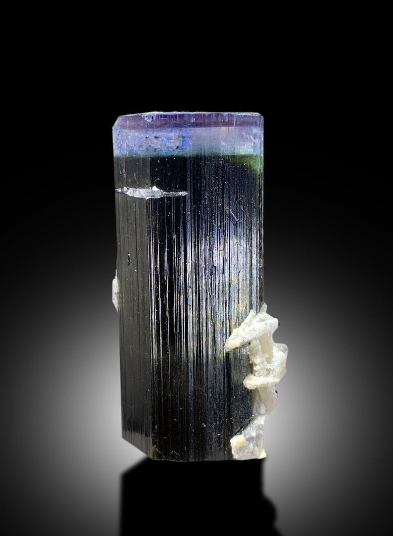Blue Cap Tourmaline Crystal with Cleavelandite Albite, Natural Tourmaline, Raw Tourmaline, Tourmaline From Paproke Afghanistan - 47 gram